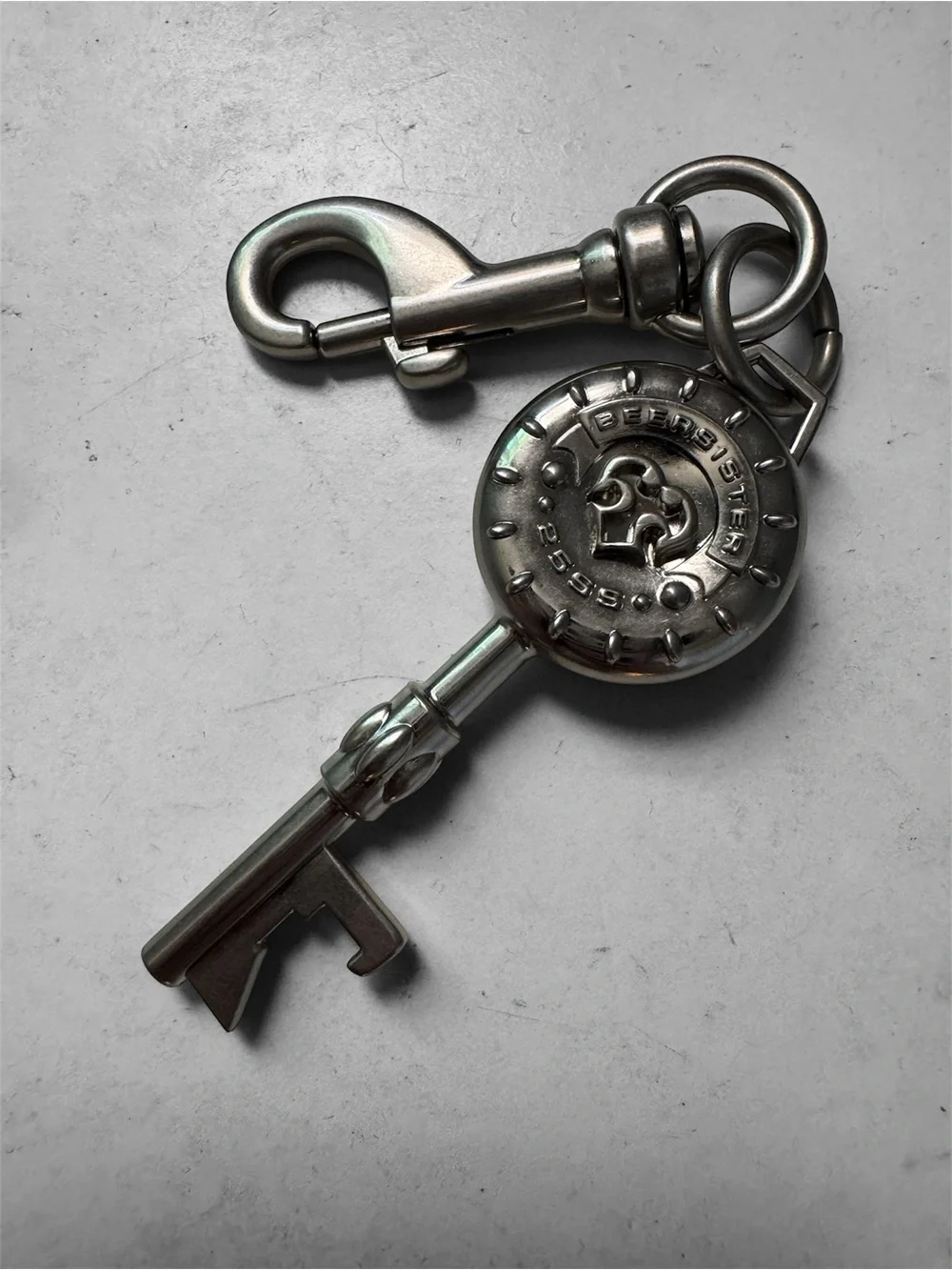 Silver Key Charm Keychain Clip